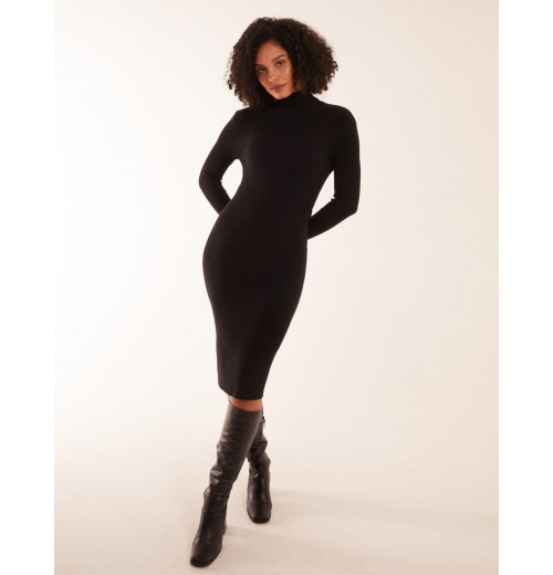 Ribbed Roll Neck Midi Dress Ribbed Roll Neck Midi Dress