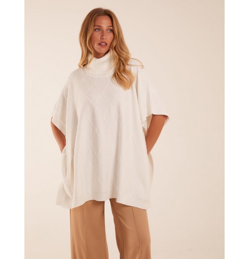 Check High Neck Poncho Check High Neck Poncho