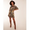 Satin Printed Belted Dress Satin Printed Belted Dress
