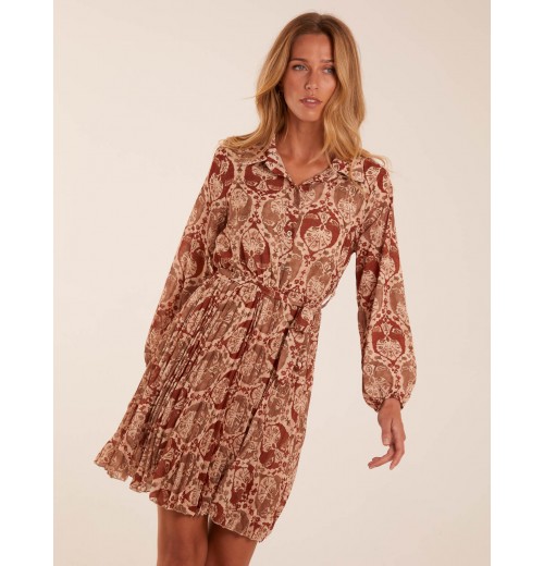 Chiffon Pleated Collar Midi Dress Chiffon Pleated Collar Midi Dress
