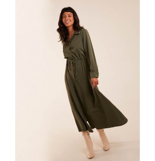 Drawstring Button Through Shirt Maxi Dress Drawstring Button Through Shirt Maxi Dress