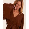 Wrap Front Pleated Sleeve Midi Dress Wrap Front Pleated Sleeve Midi Dress