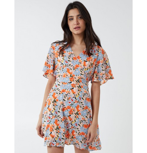 Angel Sleeve Wrap Front Mini Dress Angel Sleeve Wrap Front Mini Dress