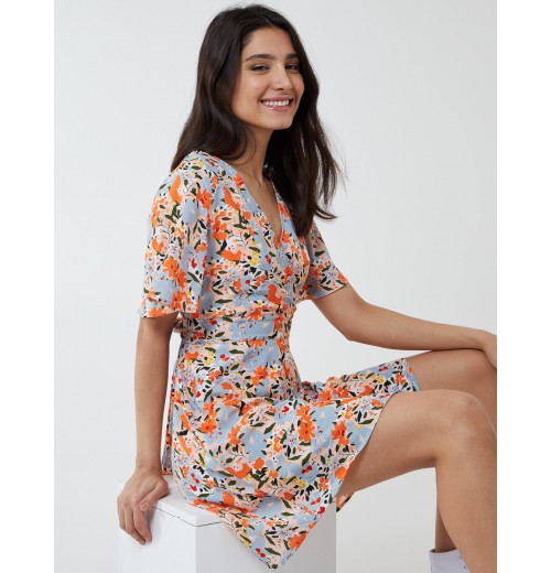 Angel Sleeve Wrap Front Mini Dress Angel Sleeve Wrap Front Mini Dress