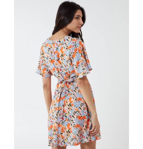 Angel Sleeve Wrap Front Mini Dress Angel Sleeve Wrap Front Mini Dress