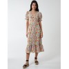 V Front Puff Sleeve Midi Dress V Front Puff Sleeve Midi Dress
