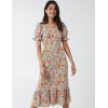 V Front Puff Sleeve Midi Dress V Front Puff Sleeve Midi Dress
