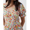 V Front Puff Sleeve Midi Dress V Front Puff Sleeve Midi Dress