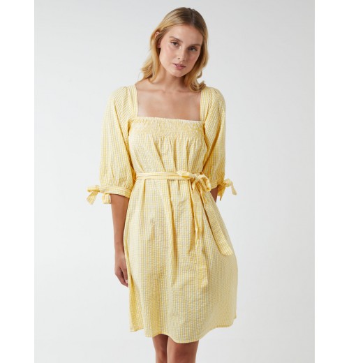 Square Neck Shirred Swing Dress Square Neck Shirred Swing Dress