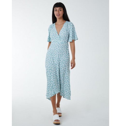Angel Sleeves Wrap Midi Dress Angel Sleeves Wrap Midi Dress