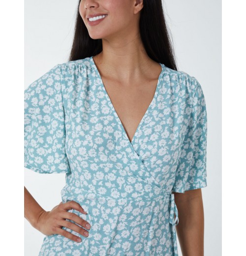 Angel Sleeves Wrap Midi Dress Angel Sleeves Wrap Midi Dress