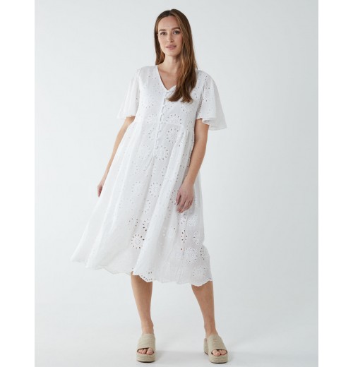 Broderie Angel Sleeve Midi Dress Broderie Angel Sleeve Midi Dress