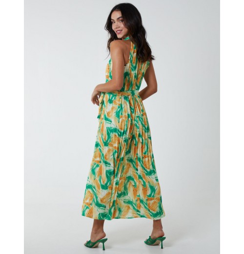 Halterneck Abstract Leaves Maxi Dress Halterneck Abstract Leaves Maxi Dress