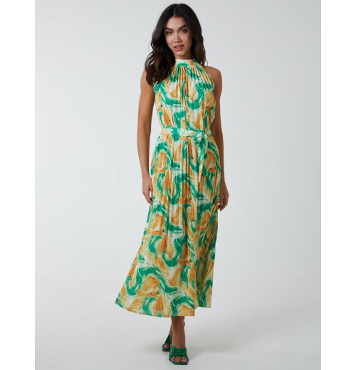 Halterneck Abstract Leaves Maxi Dress Halterneck Abstract Leaves Maxi Dress