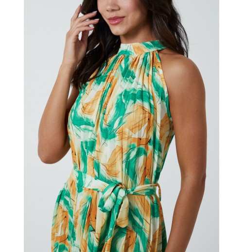 Halterneck Abstract Leaves Maxi Dress Halterneck Abstract Leaves Maxi Dress