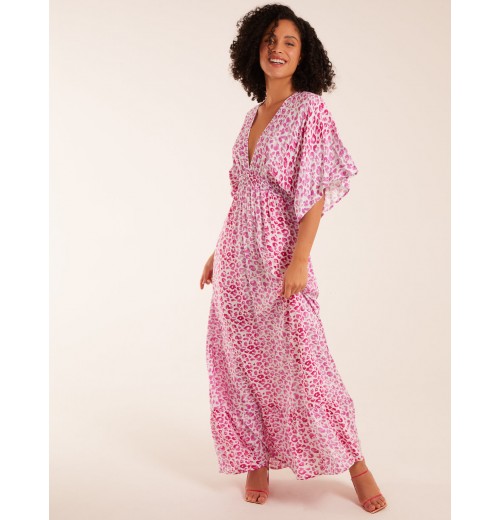 Elasticated Waist Tier Hem Angel Sleeve Maxi Dress Elasticated Waist Tier Hem Angel Sleeve Maxi Dress