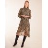 Leopard Print High Neck Wrap Frill Hem Midi Dress Leopard Print High Neck Wrap Frill Hem Midi Dress