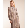 High Neck Pleated Sleeve Reptile Midi Dress High Neck Pleated Sleeve Reptile Midi Dress