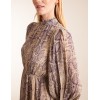 High Neck Pleated Sleeve Reptile Midi Dress High Neck Pleated Sleeve Reptile Midi Dress