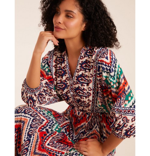Tiered Notch V Neck Printed Maxi Dress Tiered Notch V Neck Printed Maxi Dress