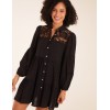 Crochet Insert Oversized Shirt Dress Crochet Insert Oversized Shirt Dress