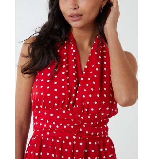 Polka Dot Halter Neck Maxi Dress Polka Dot Halter Neck Maxi Dress