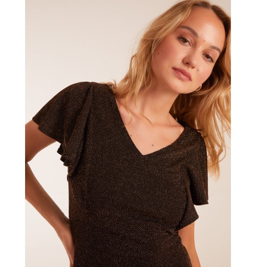 Lurex Flutter Sleeve Mini Dress Lurex Flutter Sleeve Mini Dress